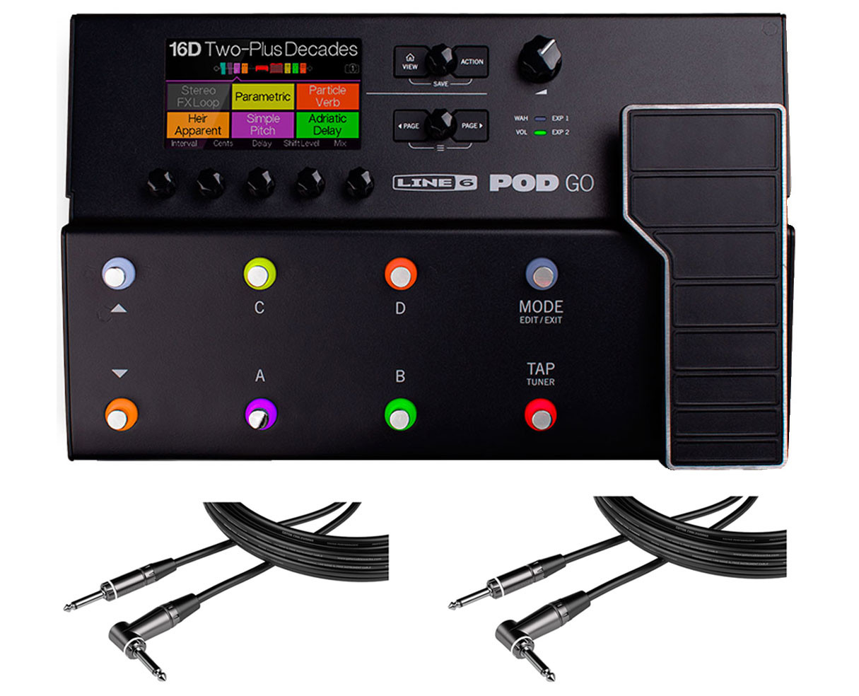 Line 6 POD Go + 2x Gator 20' RA Instrument Cable