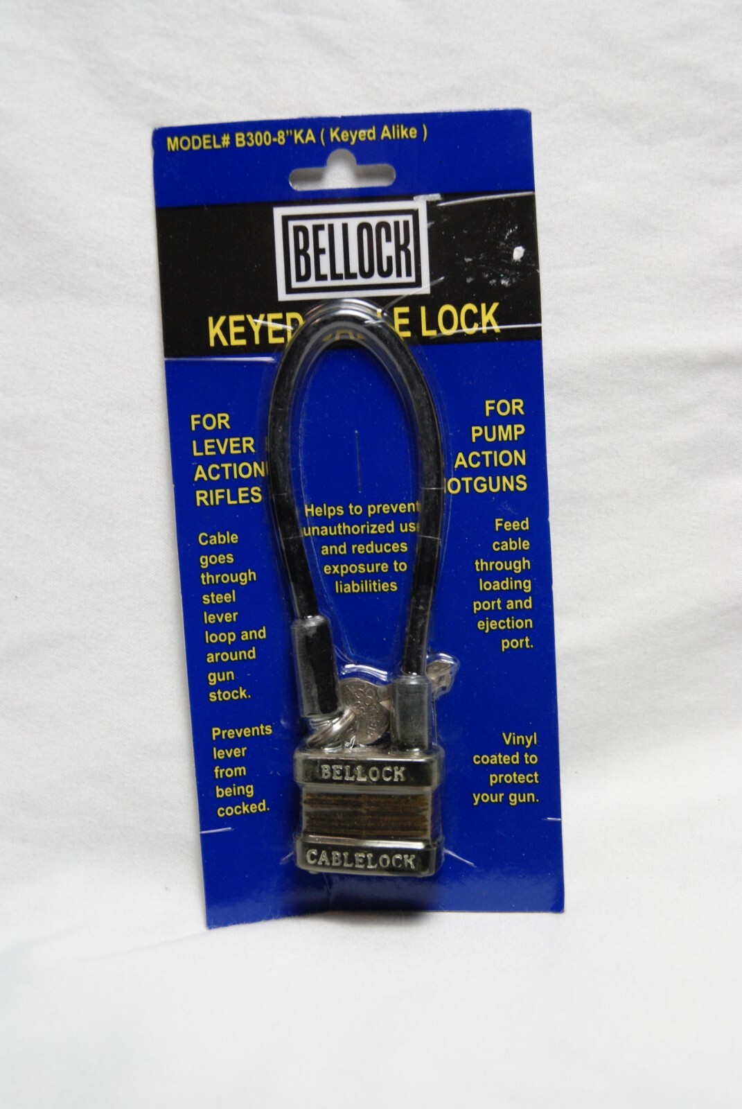 Bellock Keyed Cable Gun Lock Model B300-8"KA shotgun rifle new
