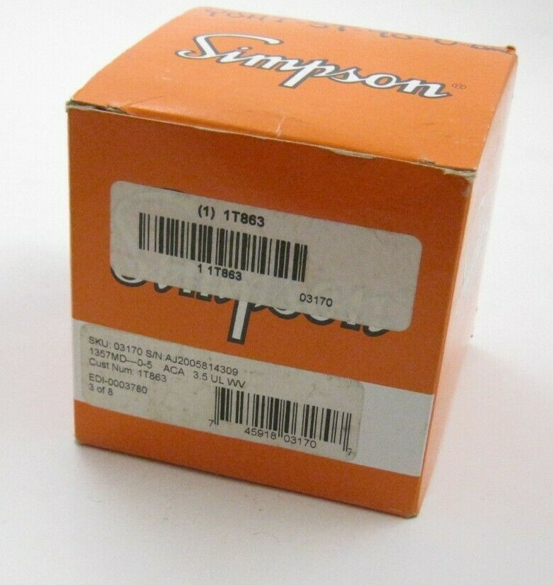 New SIMPSON 03170 Analog AC Current Power Panel Meter (0A to 5A) - PPD Shipping
