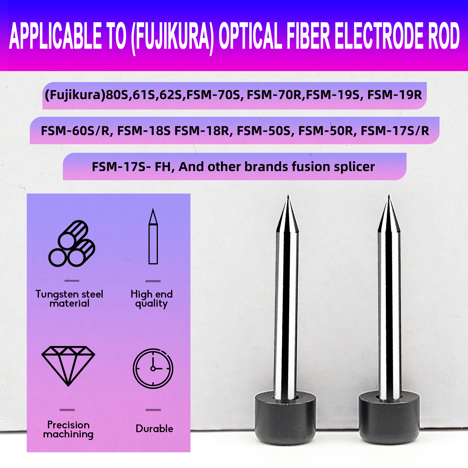 2x Electrodes Fiber Optic for Fujikura FSM-50S/50R/60S/60R/80S Fusion Splicer