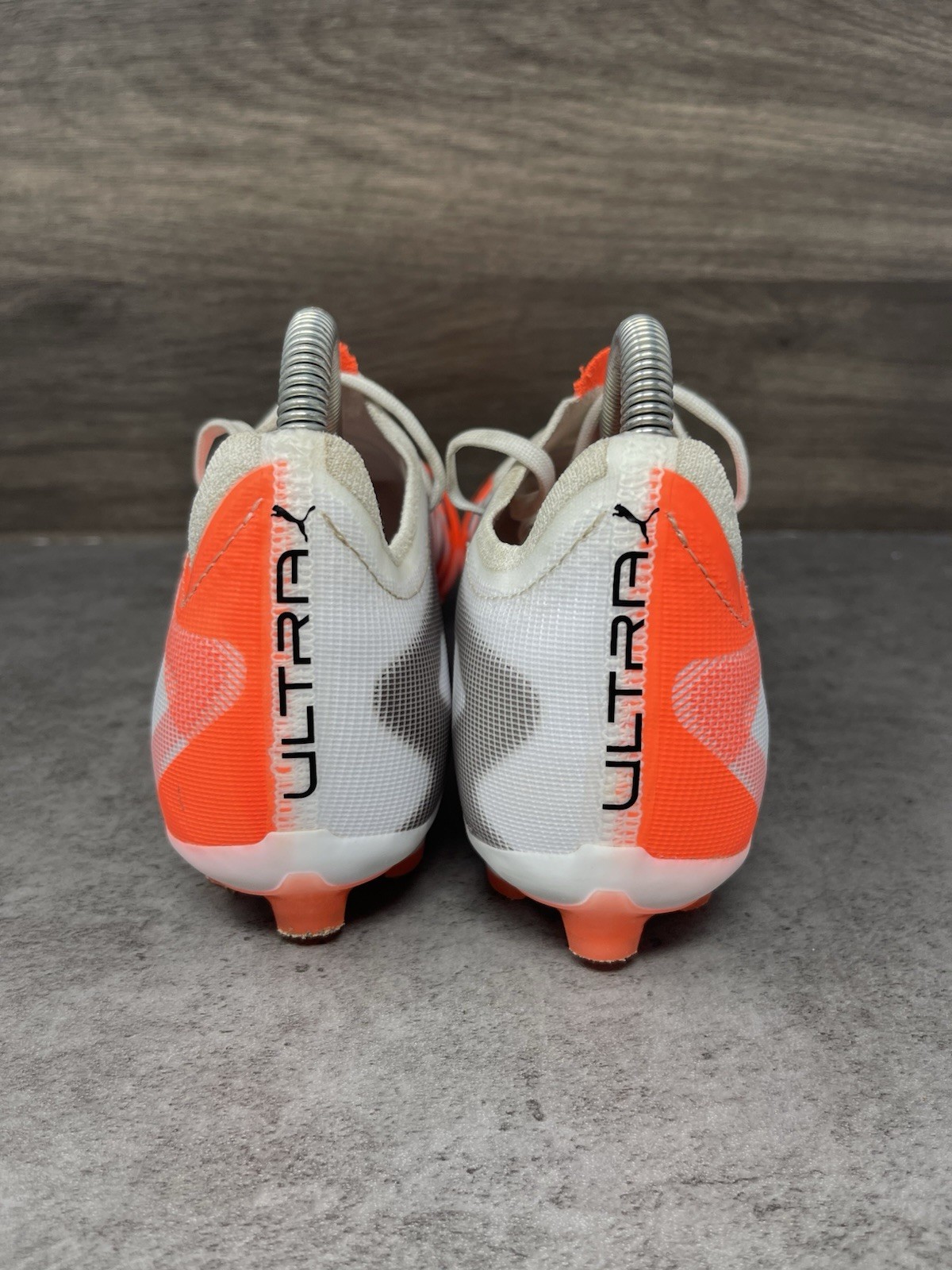 Puma Ultra 5 Match Soccer Cleats Mens Size 7 White Orange FG AG 108166-01