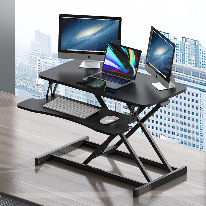 32 Inch Height Adjustable Computer Desk w/ Wide Keyboard Tray, BLACK