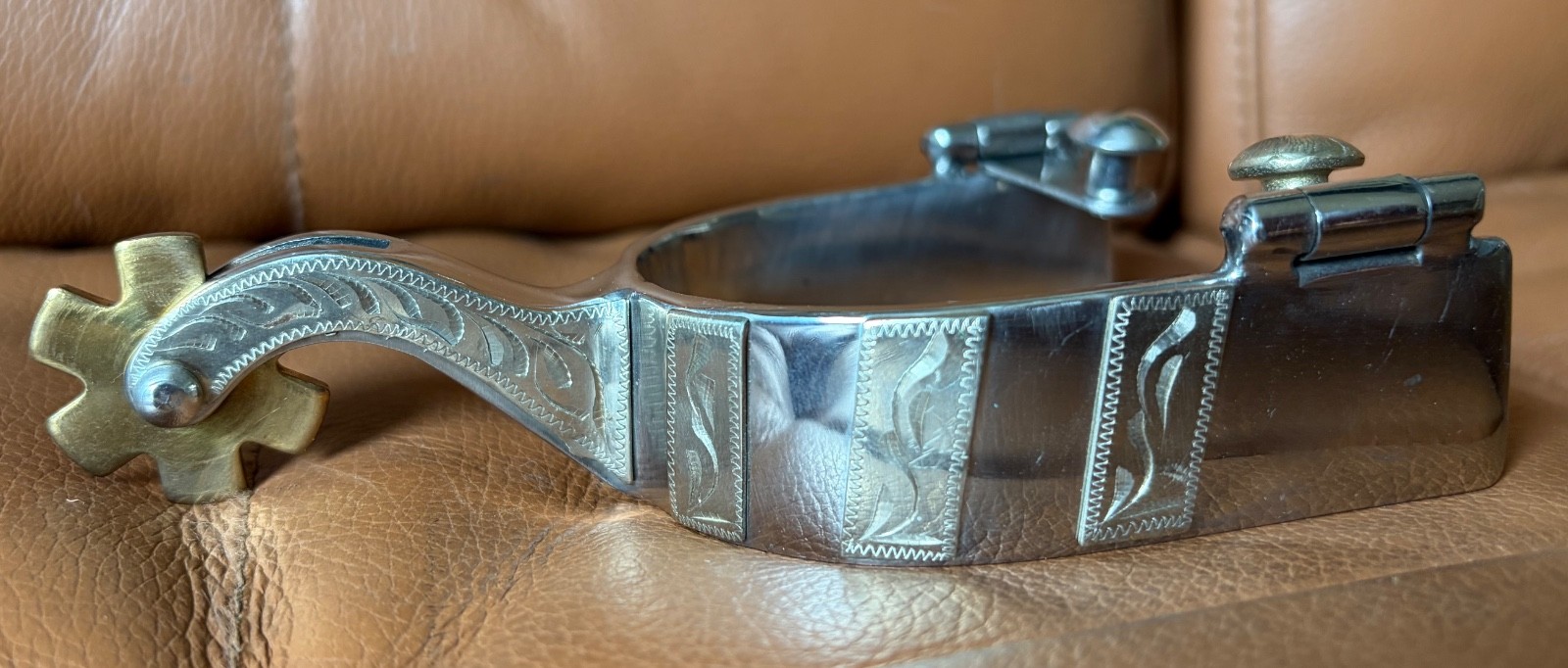 Weaver Leather Men's Spurs with Engraved German Silver Trim