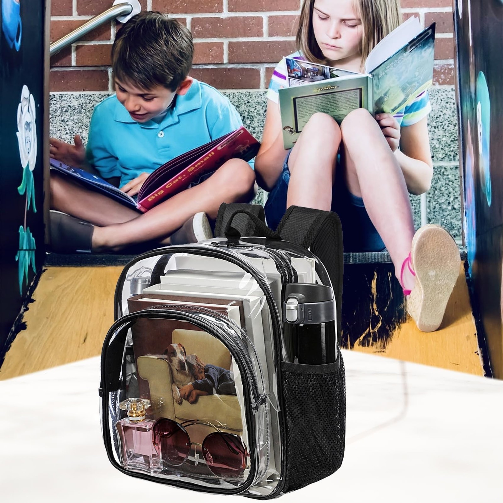 Clear Backpack Stadium Approved 12x12x6 Small Clear Backpack for Concert,Work...
