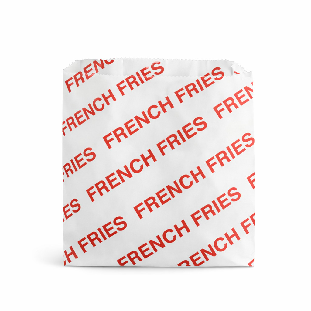 2000-20000 French Fry Bags 5x4x1 Printed Grease Resistant Paper Made in USA