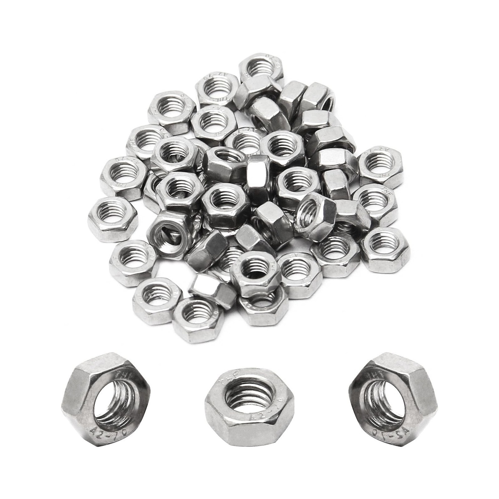 100pcs M5-0.8 Hex Nut, 304 Stainless Steel, M5 x 0.8mm Tiny Nuts Fasteners, H...