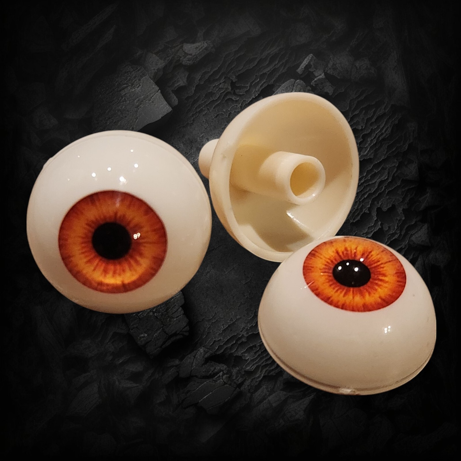Fiery Orange Realistic Acrylic Eyes for Halloween PROPS, MASKS, DOLLS 26mm