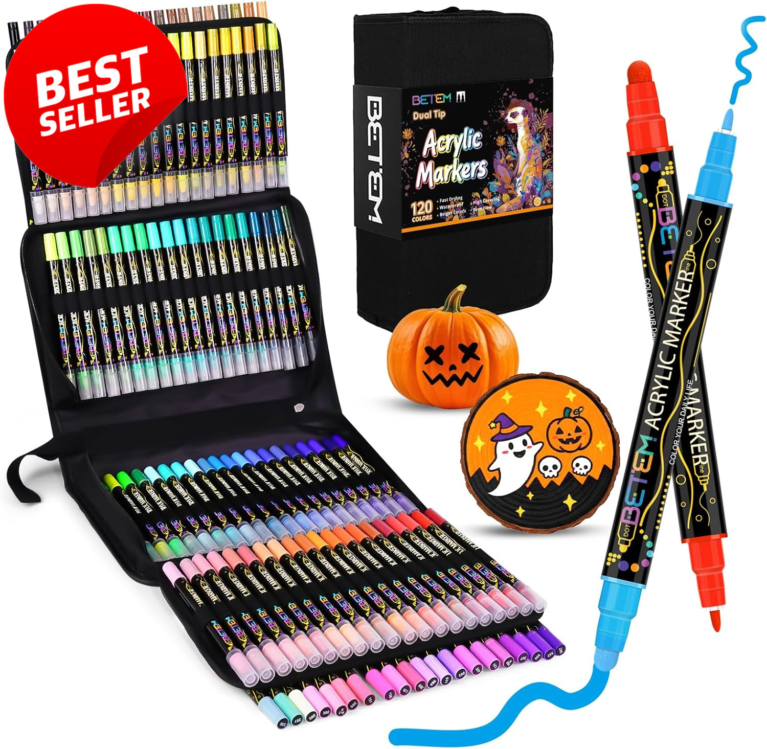 Acrylic Paint Markers Dual Tip 120 Colors for Wood Fabric Canvas Stone DIY US