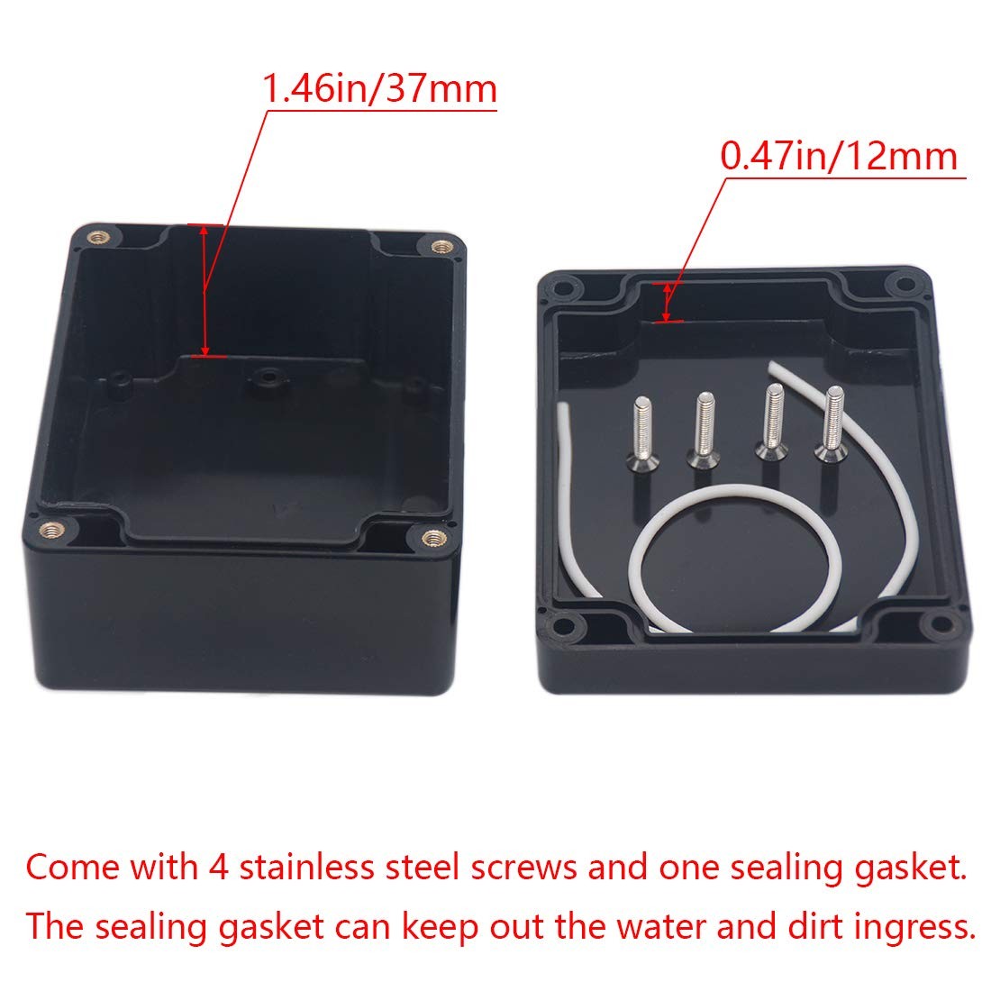 Junction box, Raculety Electrical Project Case Power 4.53"x3.54"x2.17", Black