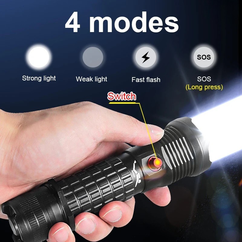 Diving Flashlight 50 Meters Underwater Lantern Searchlight Scuba Lamp US