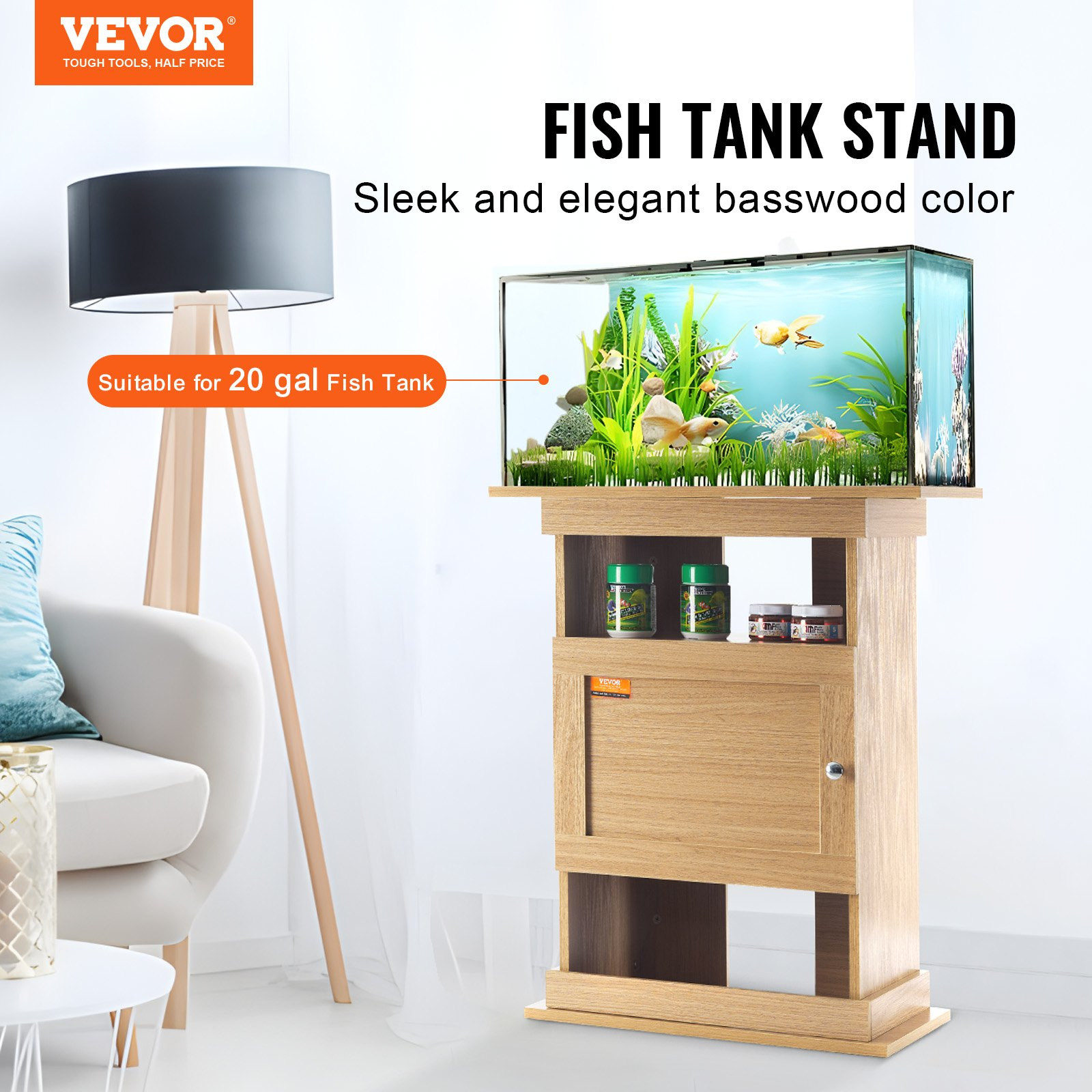 Aquarium Stand, 20 Gallon Fish Tank Stand, Basswood Color