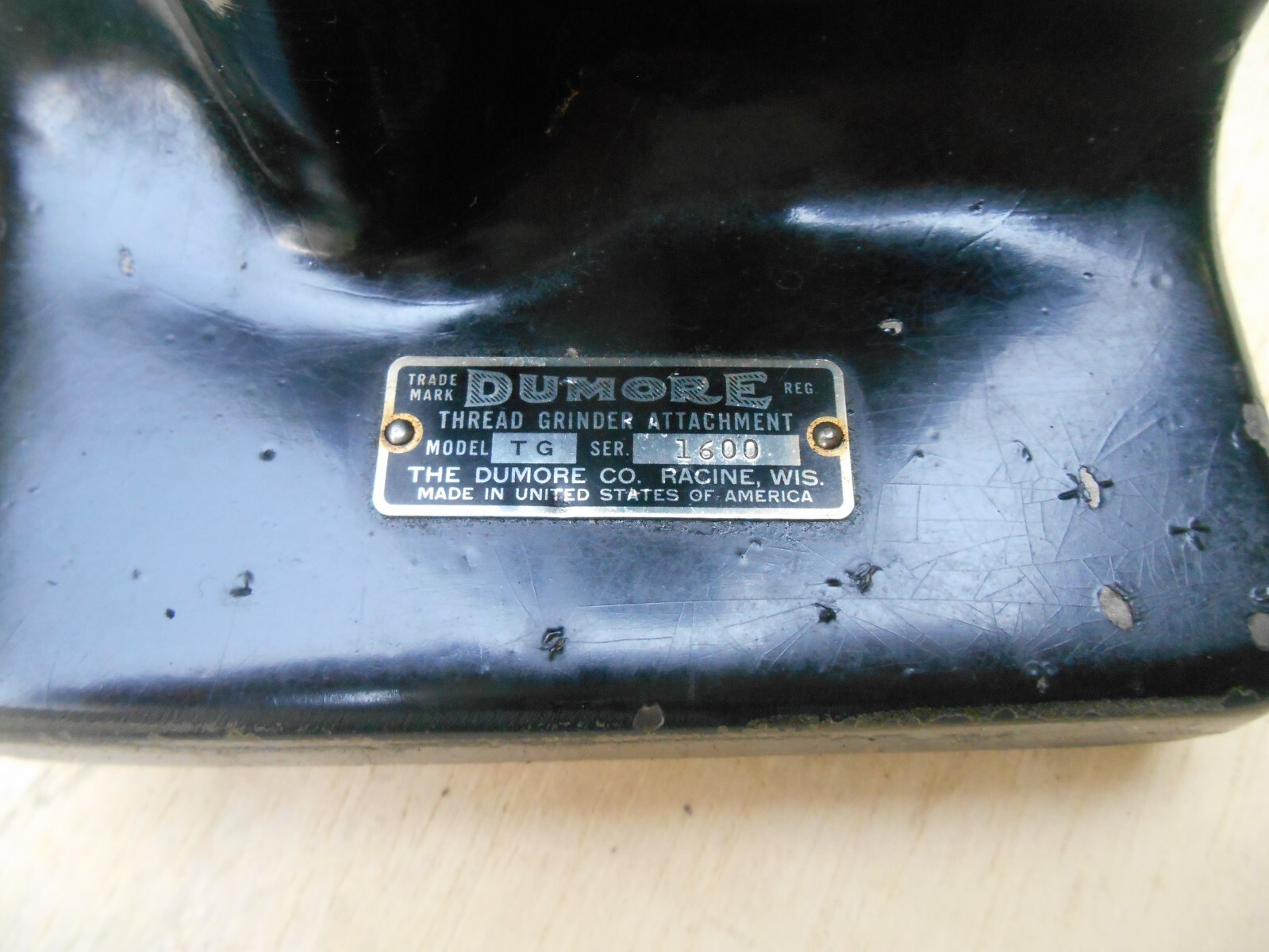 DUMORE GRINDER MODEL TG , PART OF THREAD GRINDING ATTACHMENT