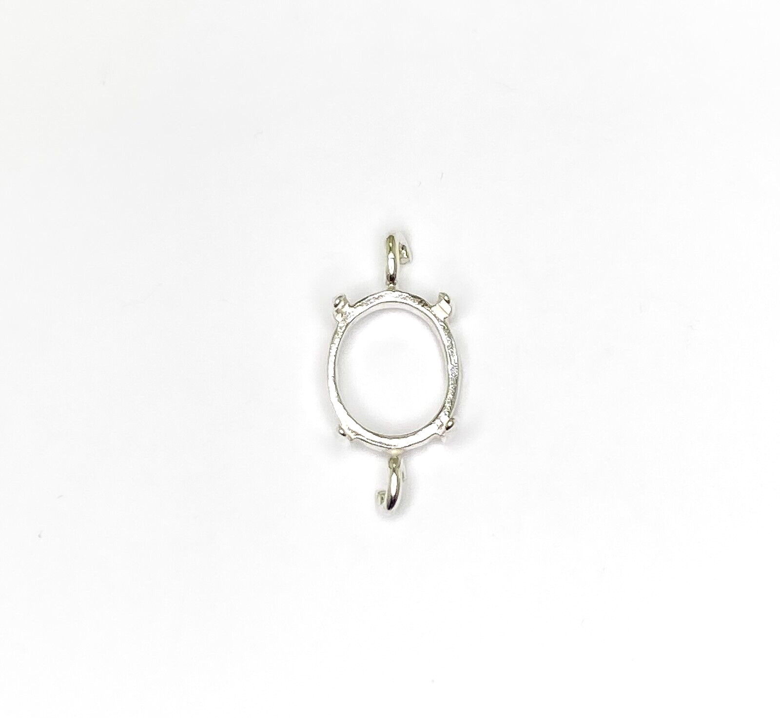 Oval Cabochon Double Open Loop Dangle Setting Sterling Silver