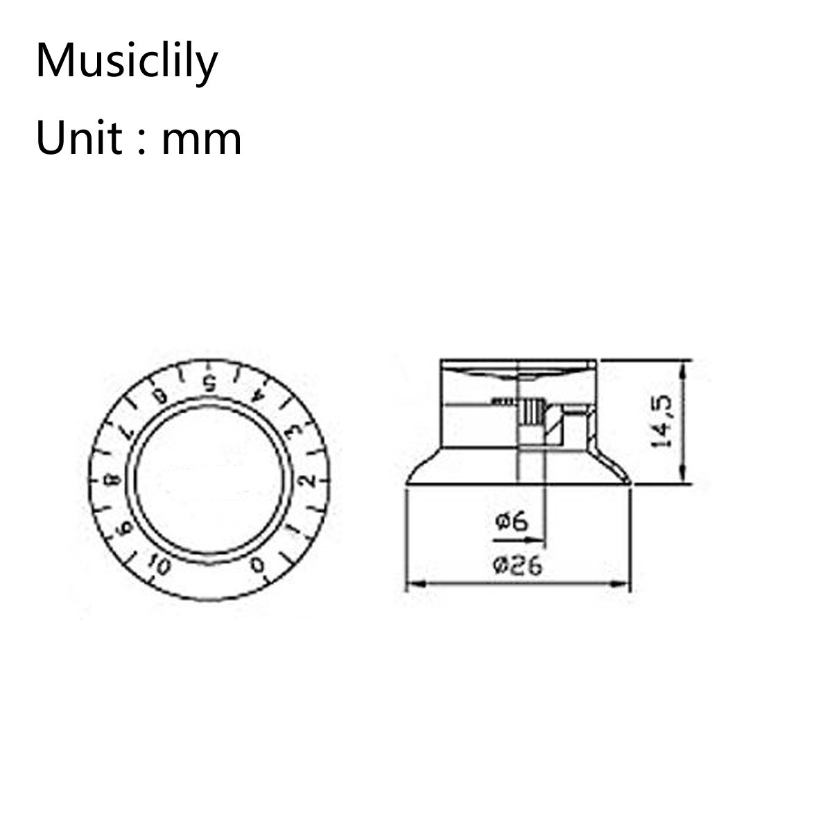 Musiclily Pro White Imperial Inch Guitar 2 Volume 2 Tone Knob For US Les Paul SG