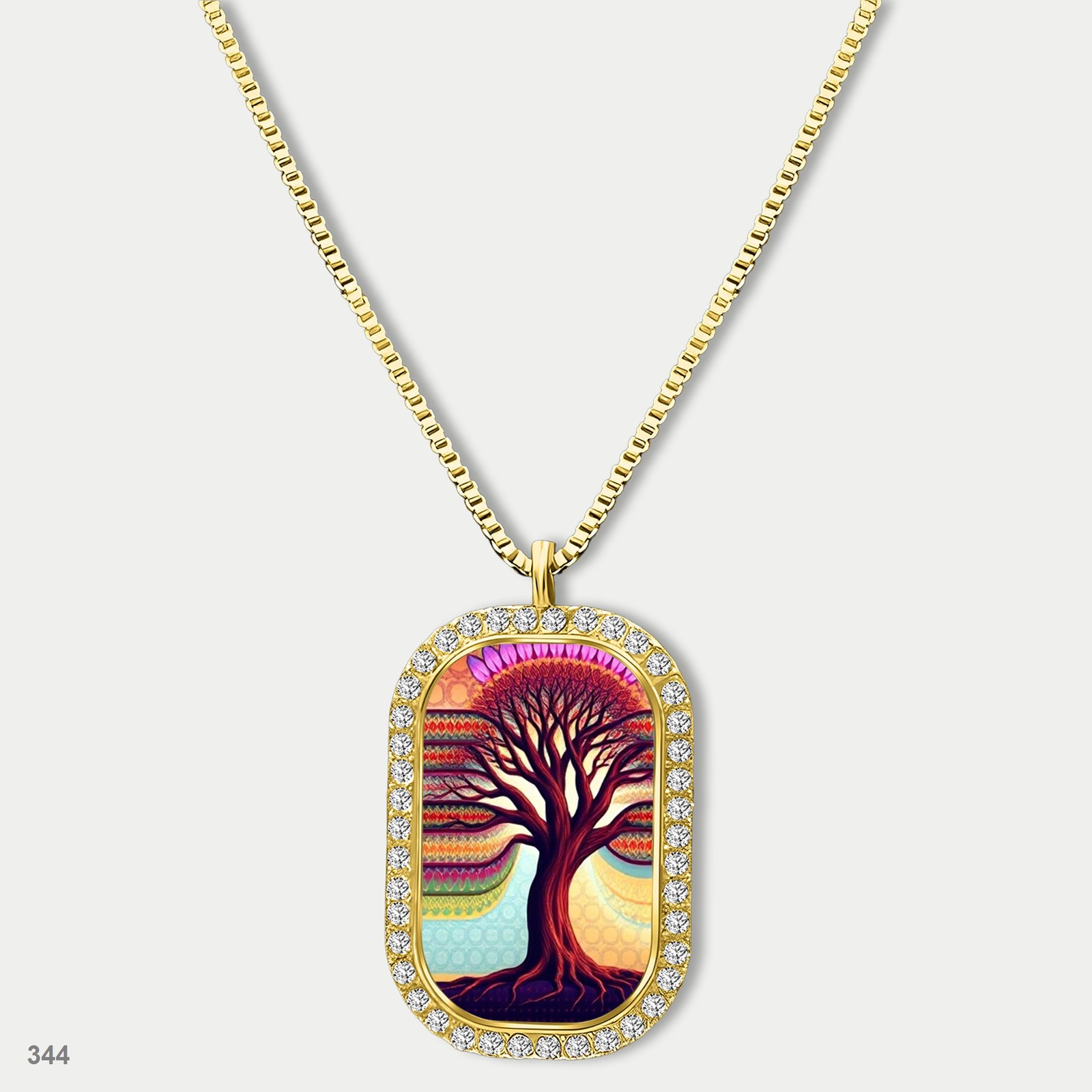 Amazing Colorful Tree of Life Pendant Necklace Chain Image Dog Tag Chain Gift De