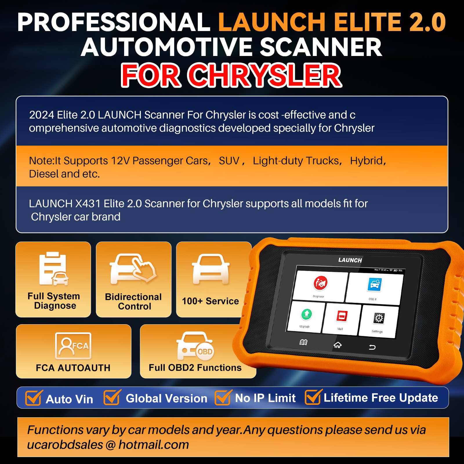 LAUNCH X431 Creader Elite V2.0 for Benz Bidirectional Diagnostic Tool Scanner US