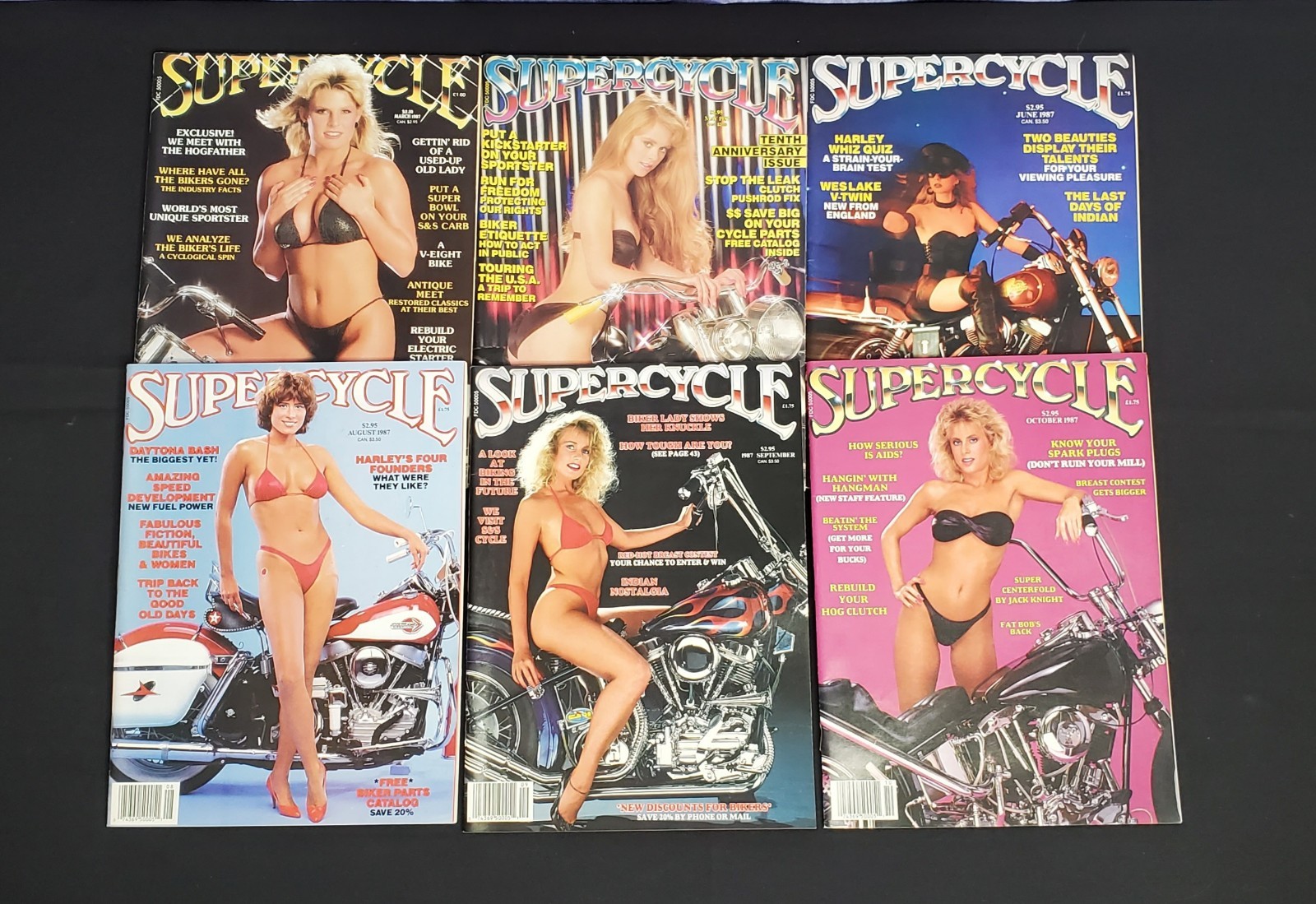 Vintage Supercycle Biker Magazines '87 Lot of 6 March, May, June, Aug, Sept, Oct