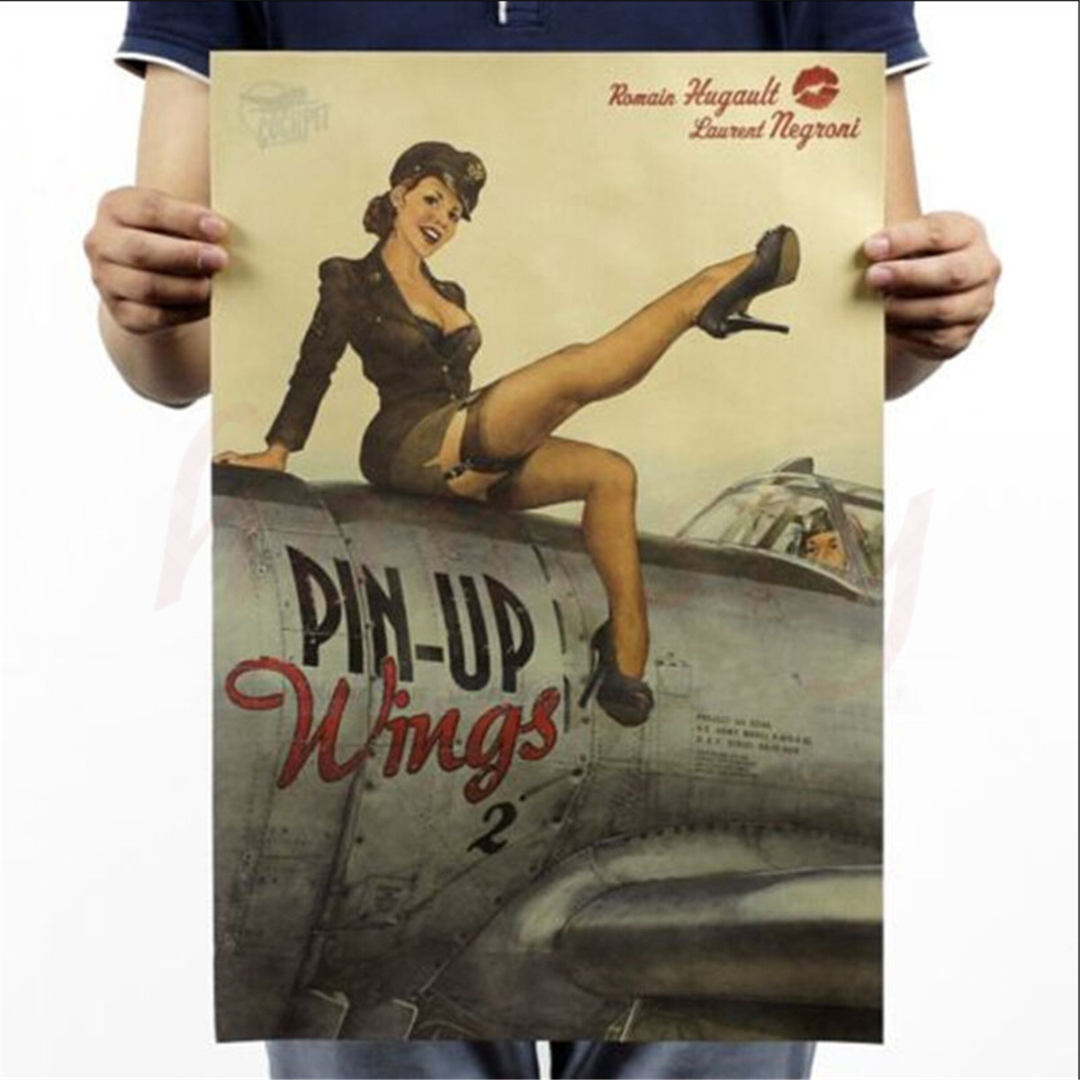 World War Vintage Kraft Paper Girl Poster Pub Bar Room Wall Picture Decor Gift