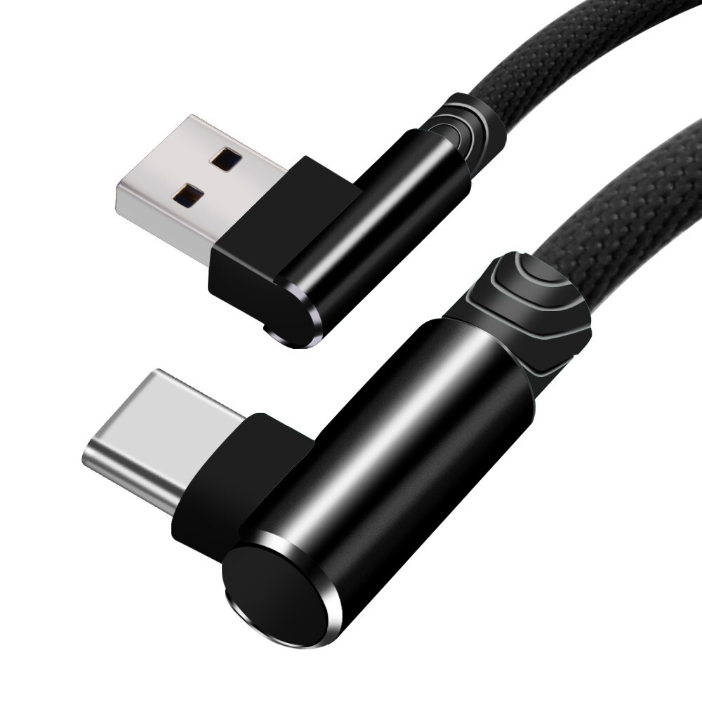 3/6/10Ft USB to Type-C 90 Degree Cable Fast Charger Charging Data Sync Cord Lot