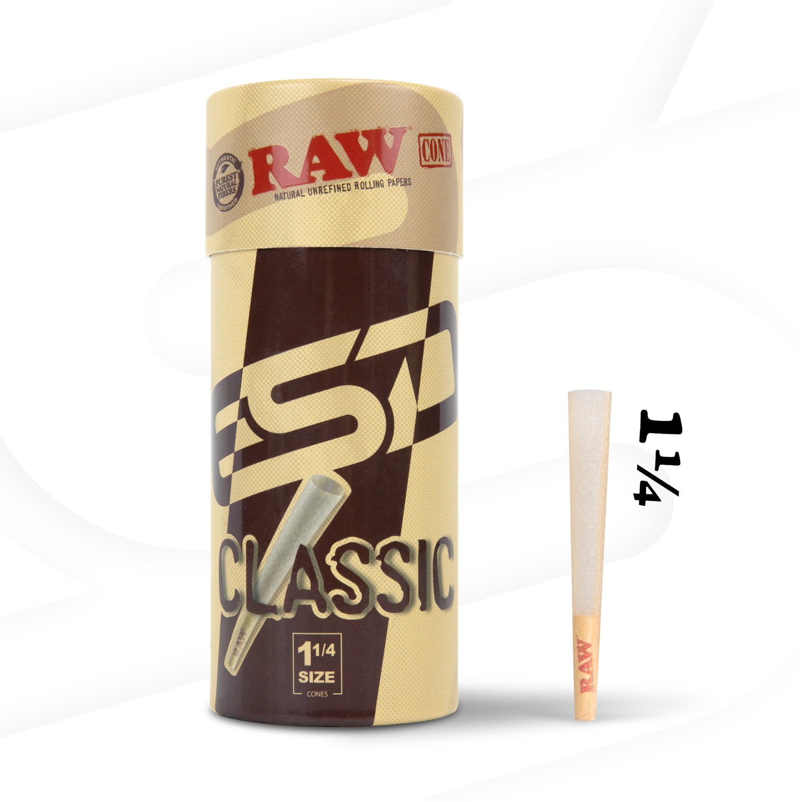 RAW Pre Rolls 1 1/4 Classic Cones | 100 Pack | Slow Burning Rolling Paper