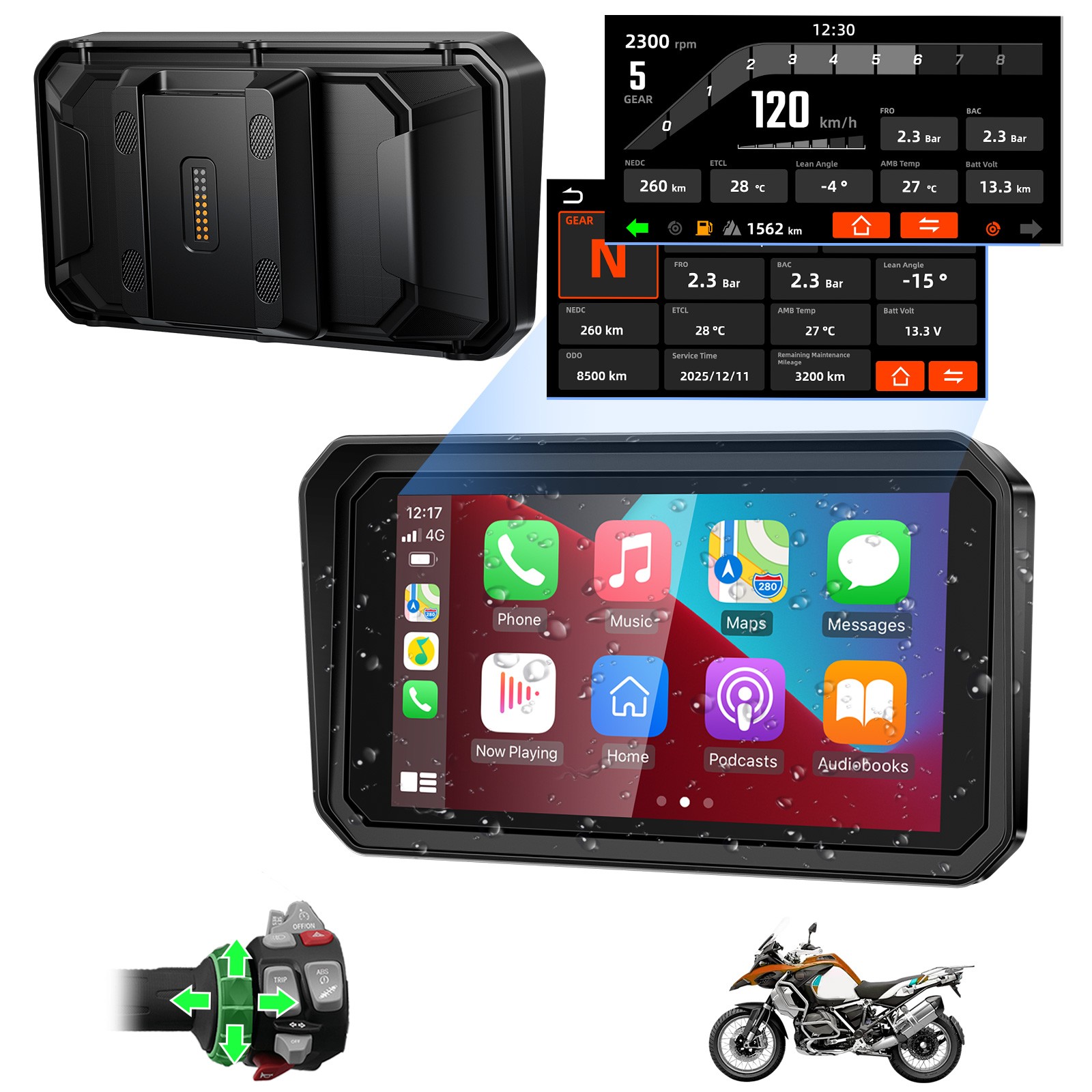 7 Inch Motorcycle Carplay / Android Auto 16-Pin for BMW R1200GS R1250GS S1000XR