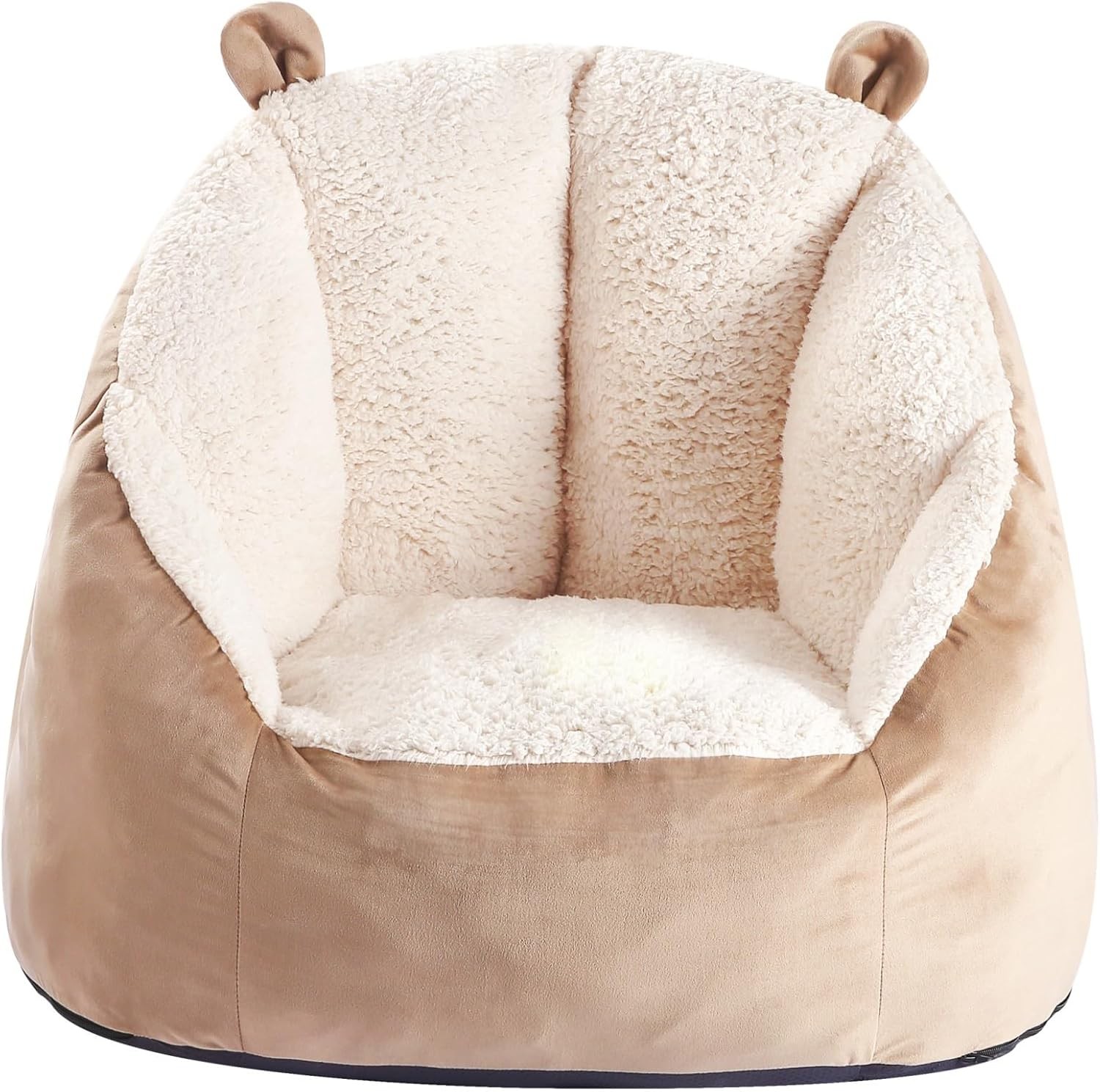 Cute Soft Bean Bag Chair for Kids with Fluffy Bear Ears, Cozee Fluffy Lazy