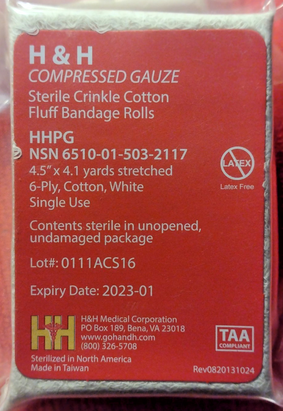 IFAK JFAK COMBAT MEDIC EMS EMT RESCUE Lot of 2 H&H COMPRESSED GAUZE cotton exp.