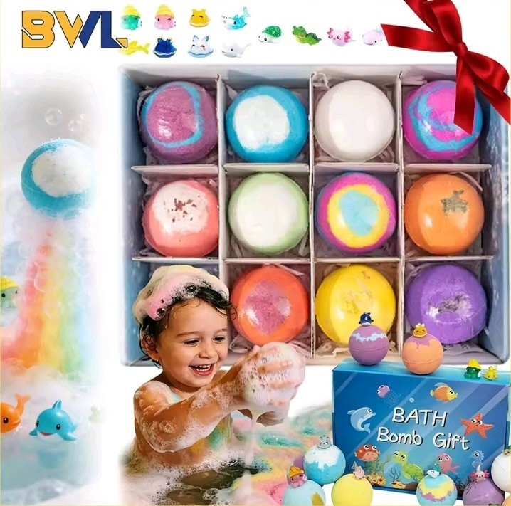 Kids Bath Bombs with Hidden Ocean Surprise Toys – 6 Pack Gift Set, Natural Foam,