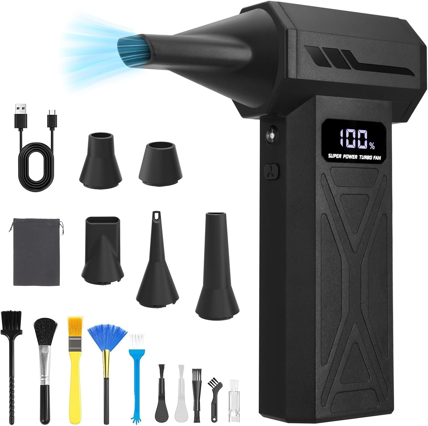 Compressed Air Duster 110000RPM, Cordless Electric Dust Blower | Rechargeable, 4