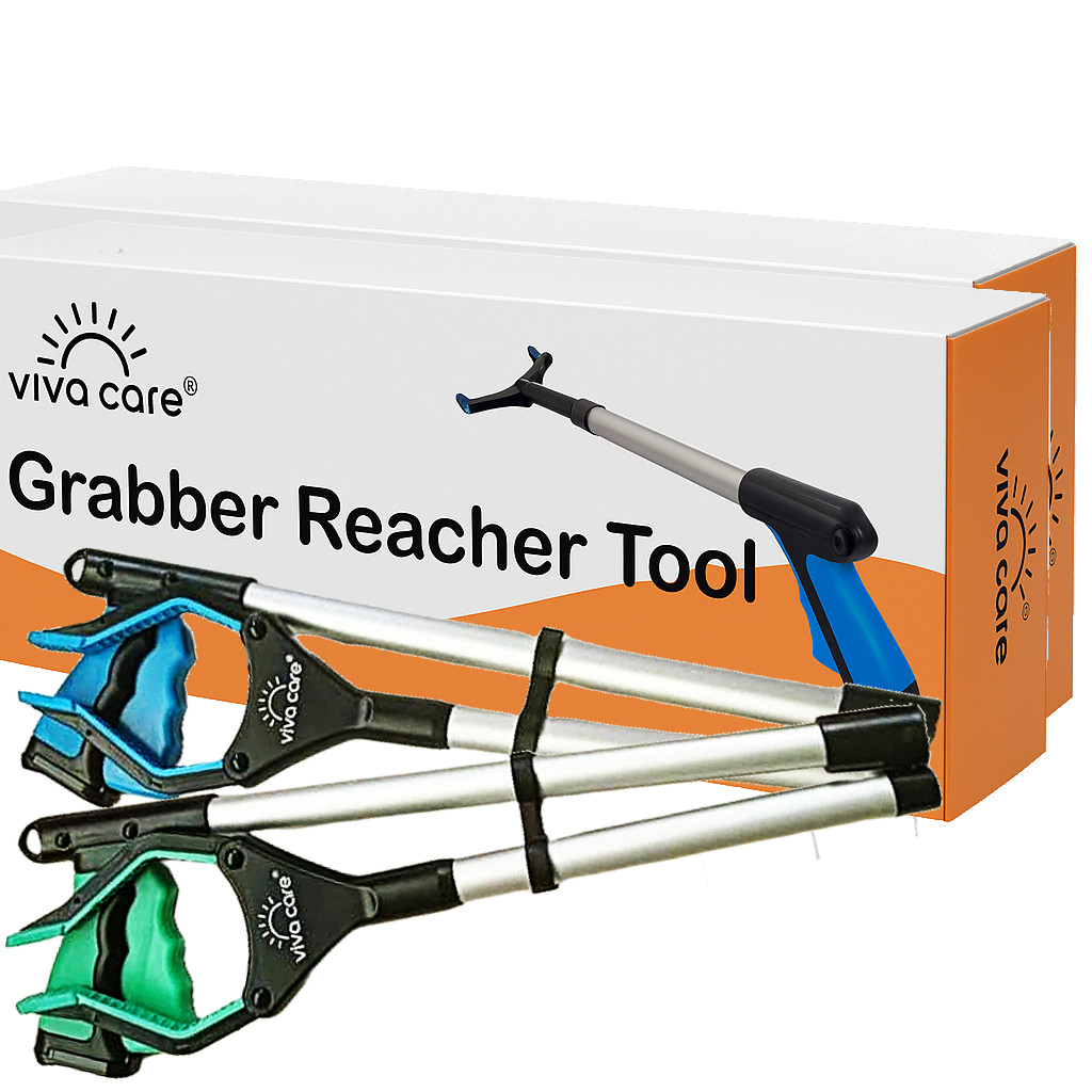 2-pack Foldable Grabber Reacher Tool - Rotatable Head, Non-Slip Grip, 32" Long