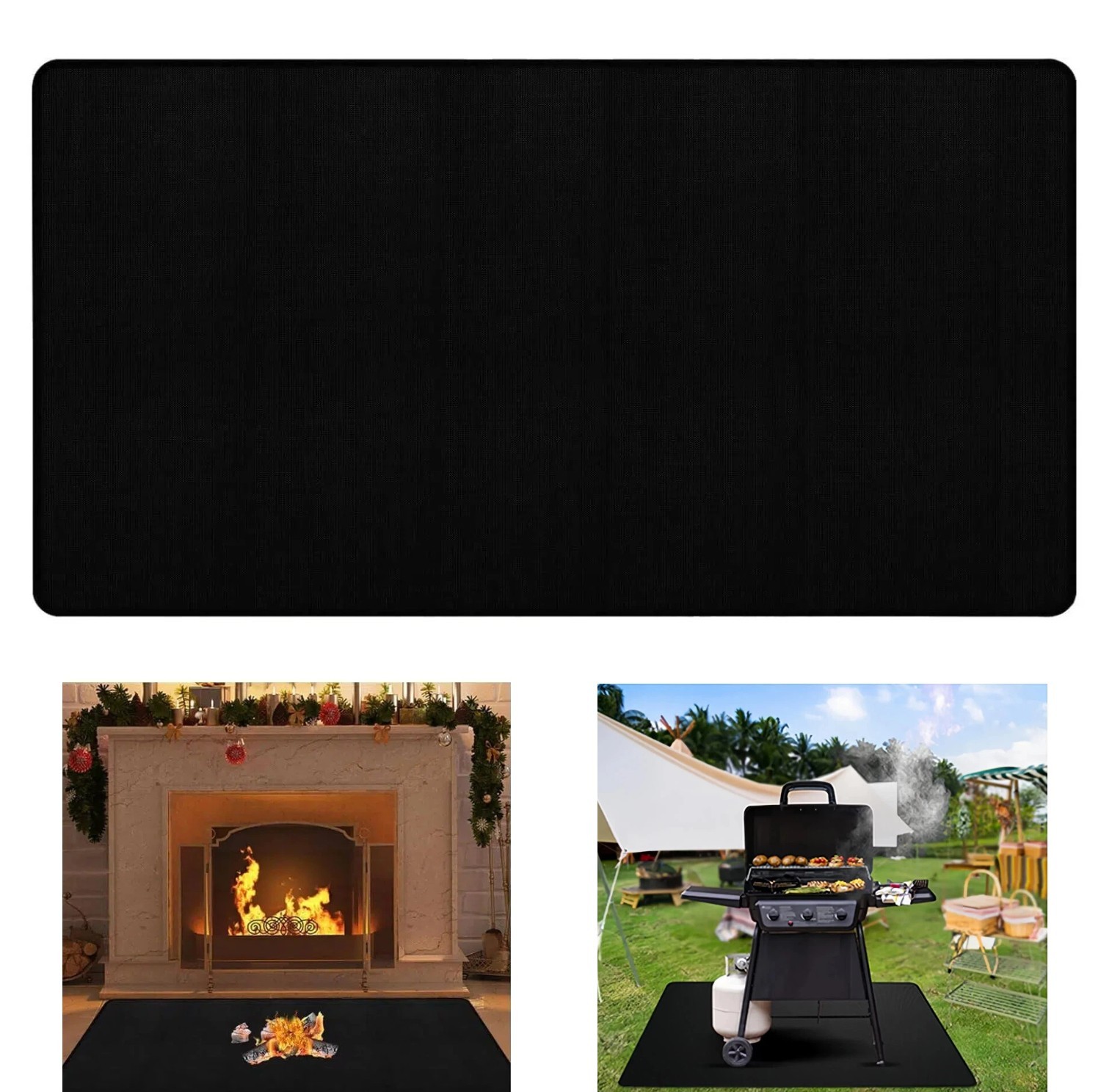 40x70in Large Under Grill Mats for Outdoor Grill Double-Sided Fireproof BBQ Mat