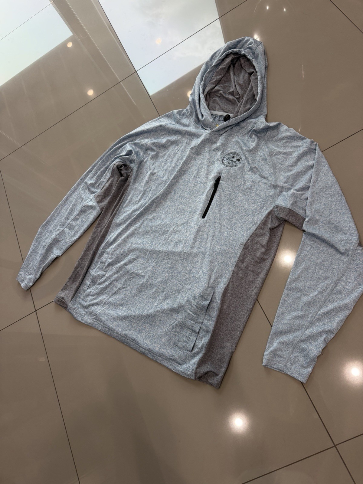 Nomad Hooded UPF Shirt Long Sleeve Fishing Surf shirt Blue W/ Gray