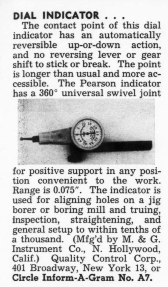 Dial Test Indicator PEARSON MACHINIST