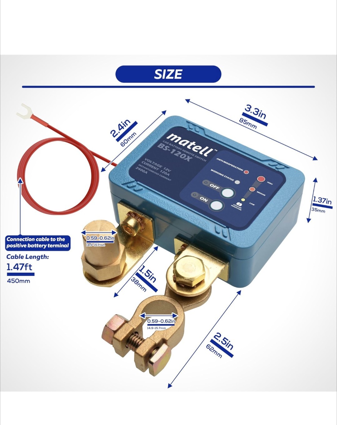 matell DC 12V Remote Battery Disconnect Switch Smart Voltage Control Battery...