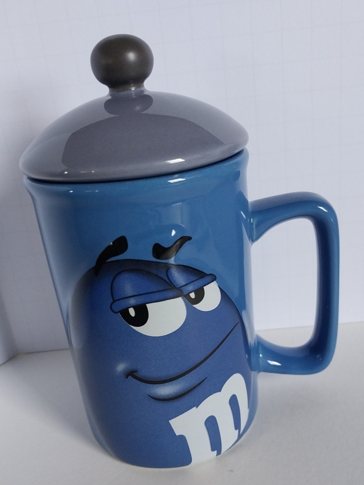 3D M&M's Blue Character Coffee Mug With Lid 2011 Dishwasher Safe Microwave Safe