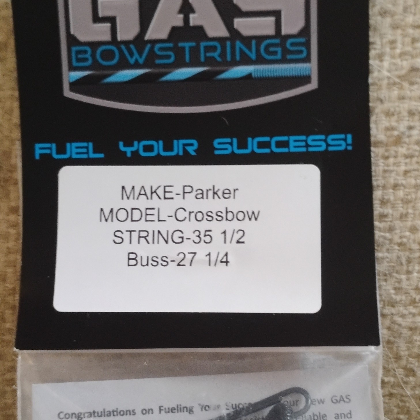 GAS Bowstrings Crossbow String Set Black 35 1/2" Buss 27 1/4" Parker