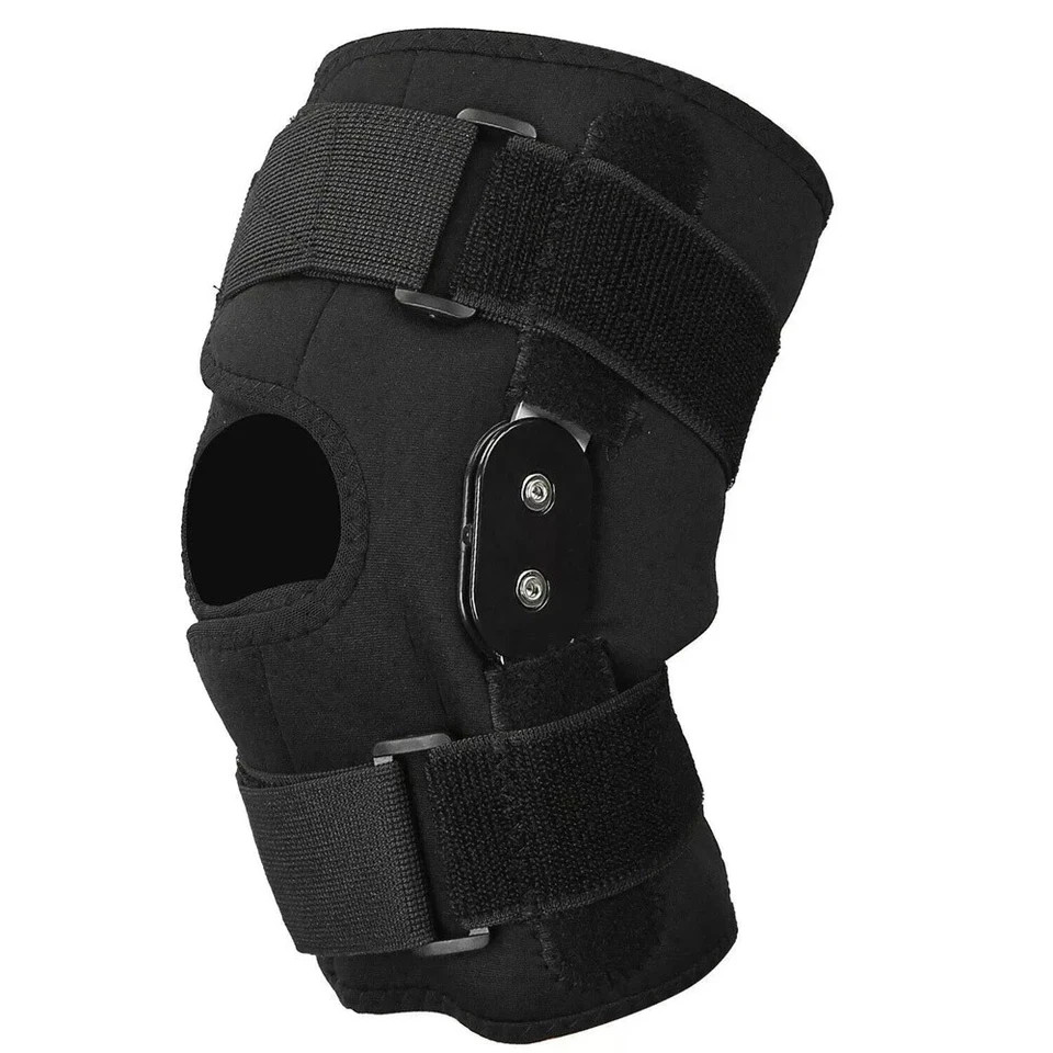 Knee Brace Compression Sleeve Hinged Joint Support Open Patella Stabilizer Wrap