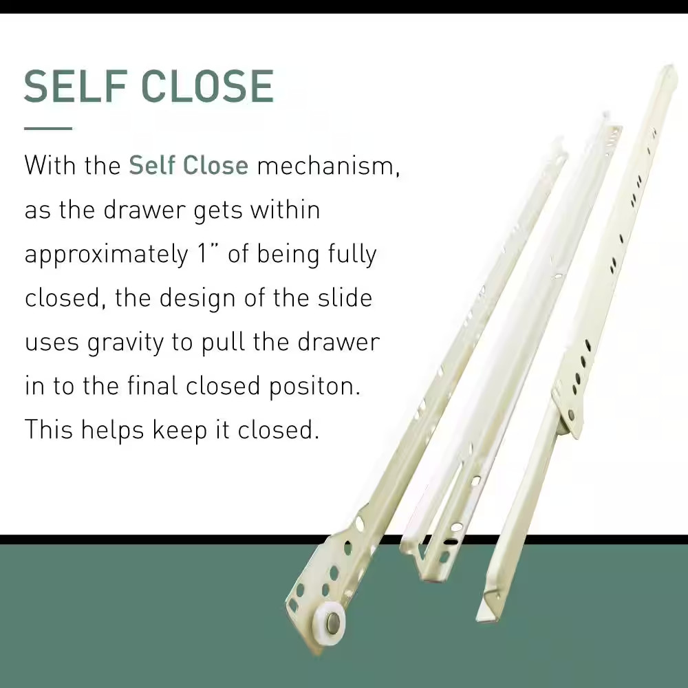 1 Pair 18 In. Self-Closing Bottom Mount Drawer Slide Set 1-Pair (2 Pieces)