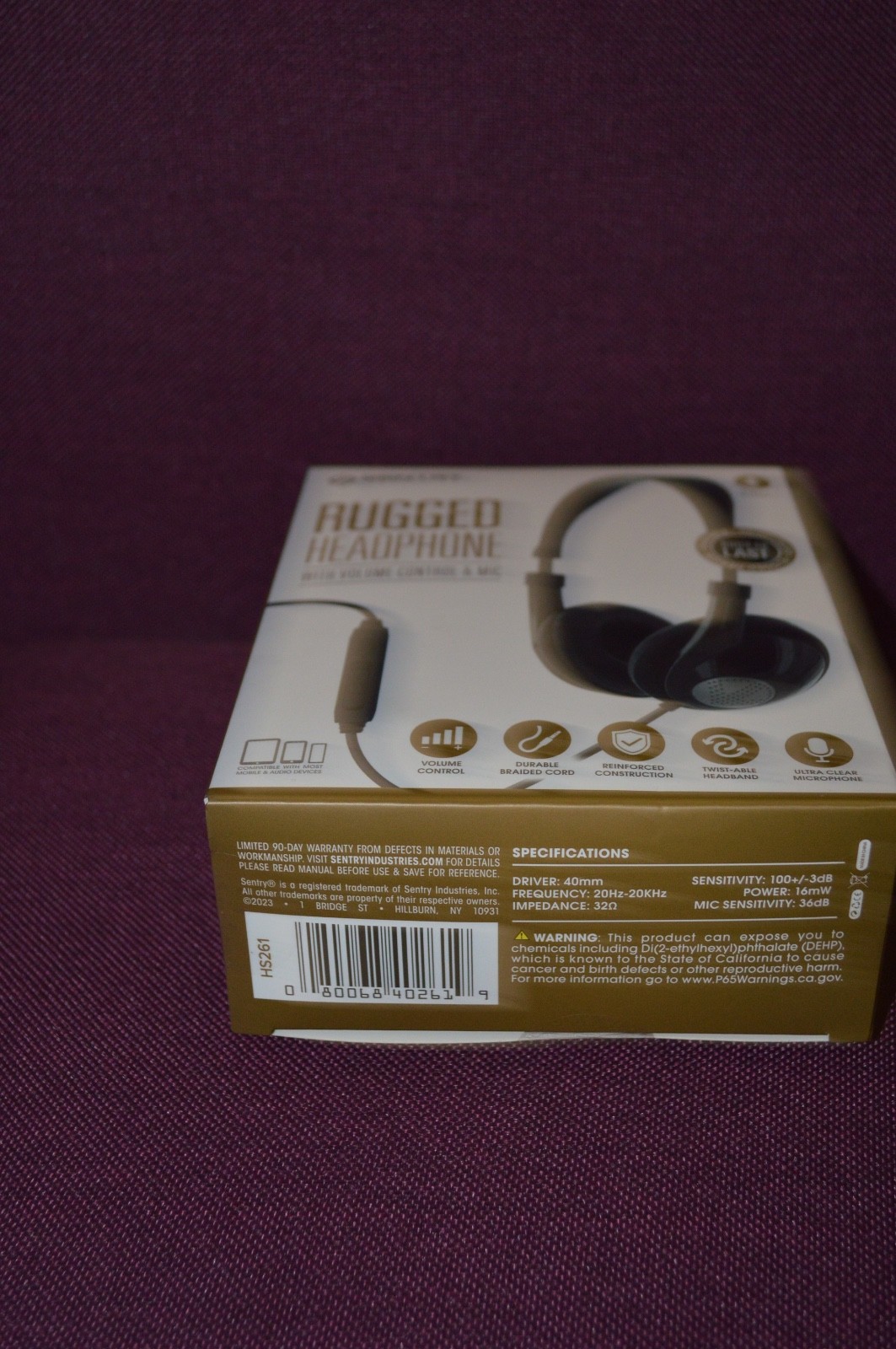 New Factory Sealed Sentry Volume Control Stereo Headphone A3