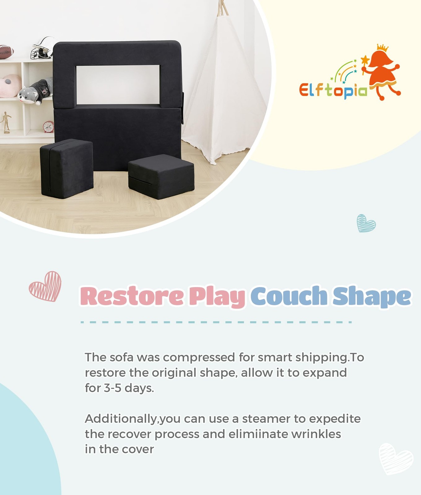 Modular Kids Sofa,Toddler Couch Foam Armchair for Kids, Children Convertible ...