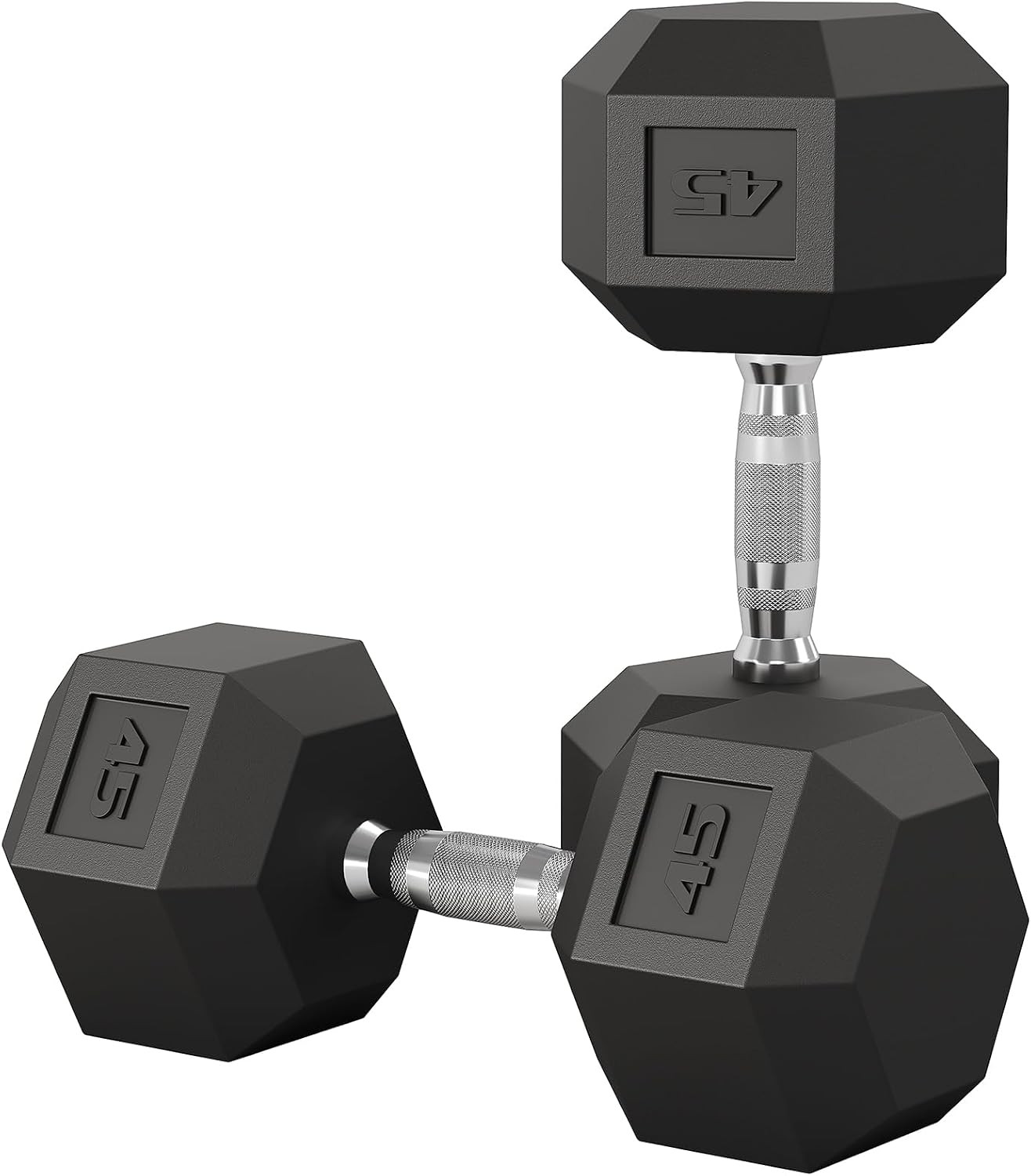 5-50 LB Hex Dumbbell Set of 2, Hand Weights Dumbbells Pair with Cast Iron Core,