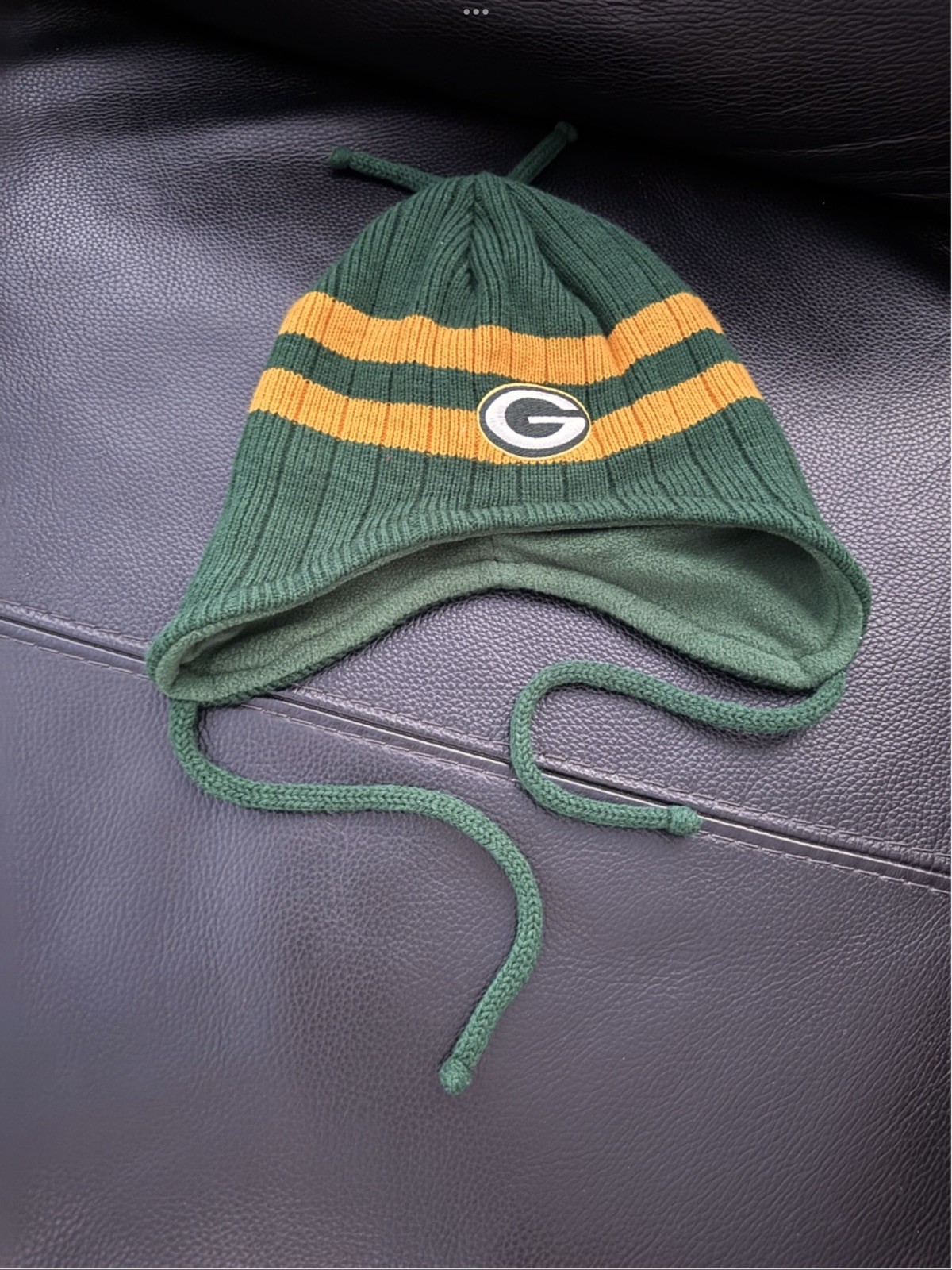 Kids Green Bay Packers Winter Beanie Trapper Hat Ear Flaps Fleece Lined NFL