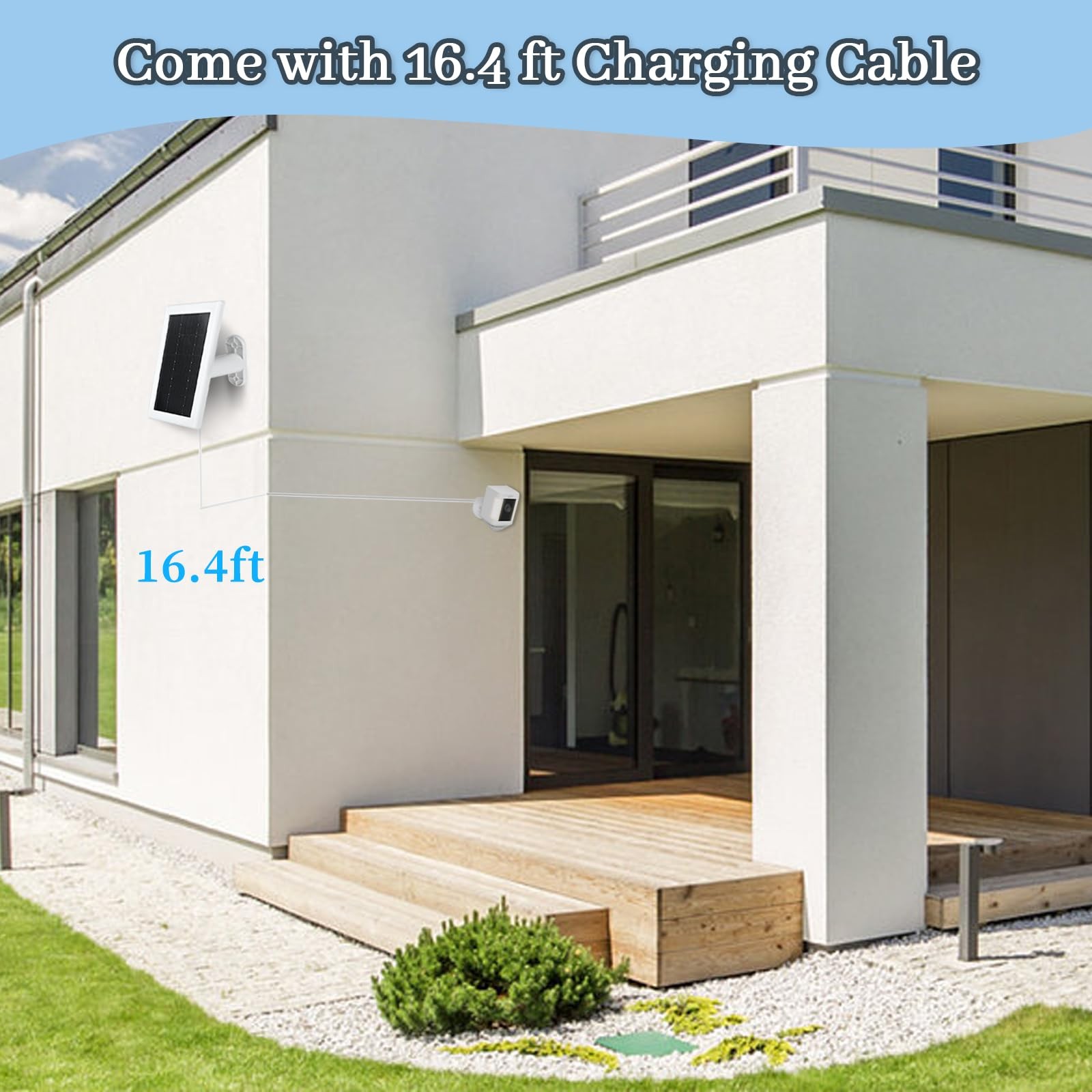 BOBUY Ring Camera Solar Panel Charger, 5V 3.5W Charger 2 Pack, White
