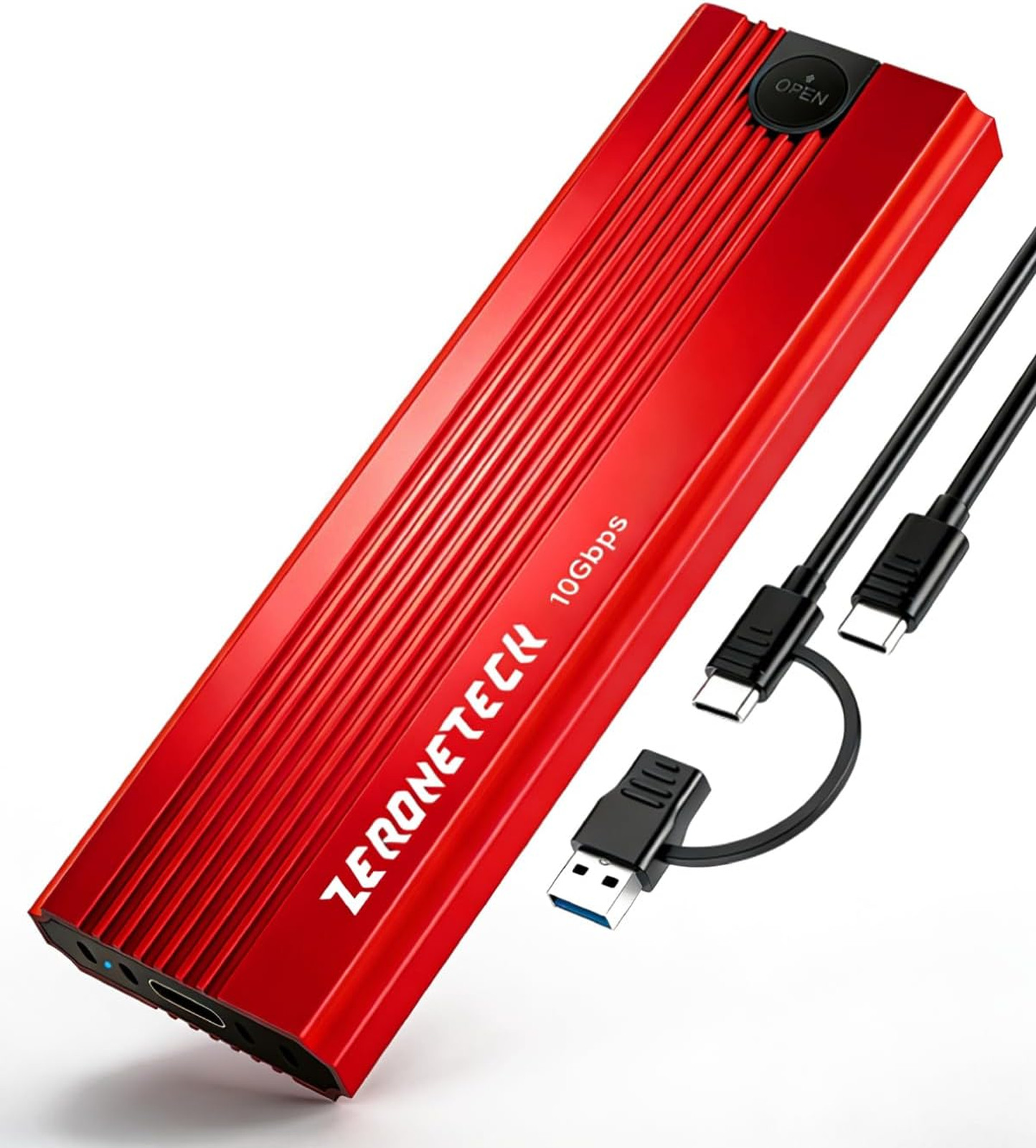 M.2 NVMe SSD Enclosure USB Adapter Red Aluminum Tool-Free 10Gbps USB 3.2 Gen 2