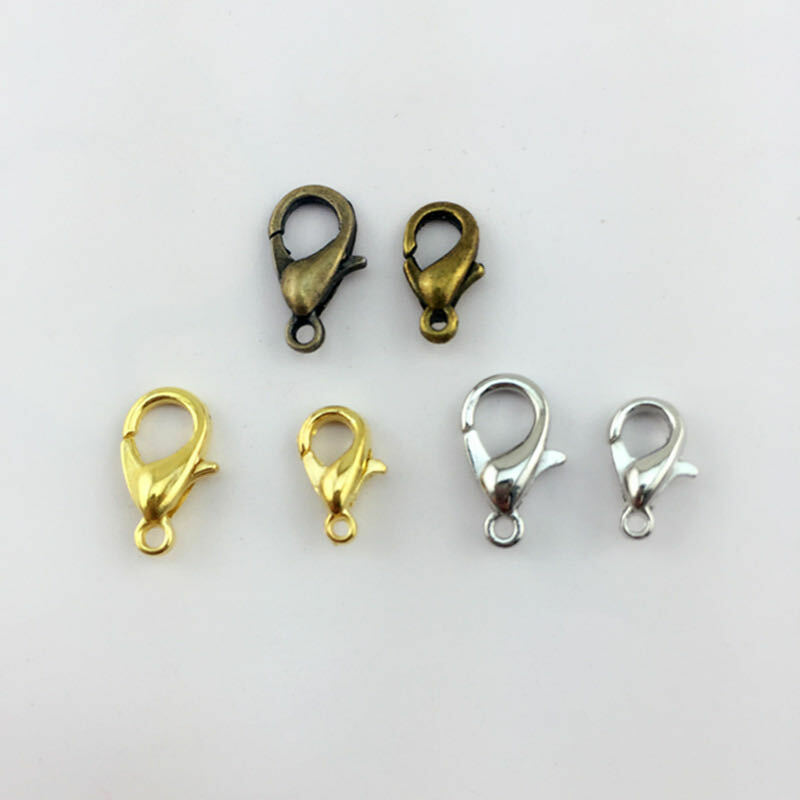 100pcs Many Colors Copper Metal Lobster Claw Clasp 10mm/12mm/14mm/16mm/18mm/21mm