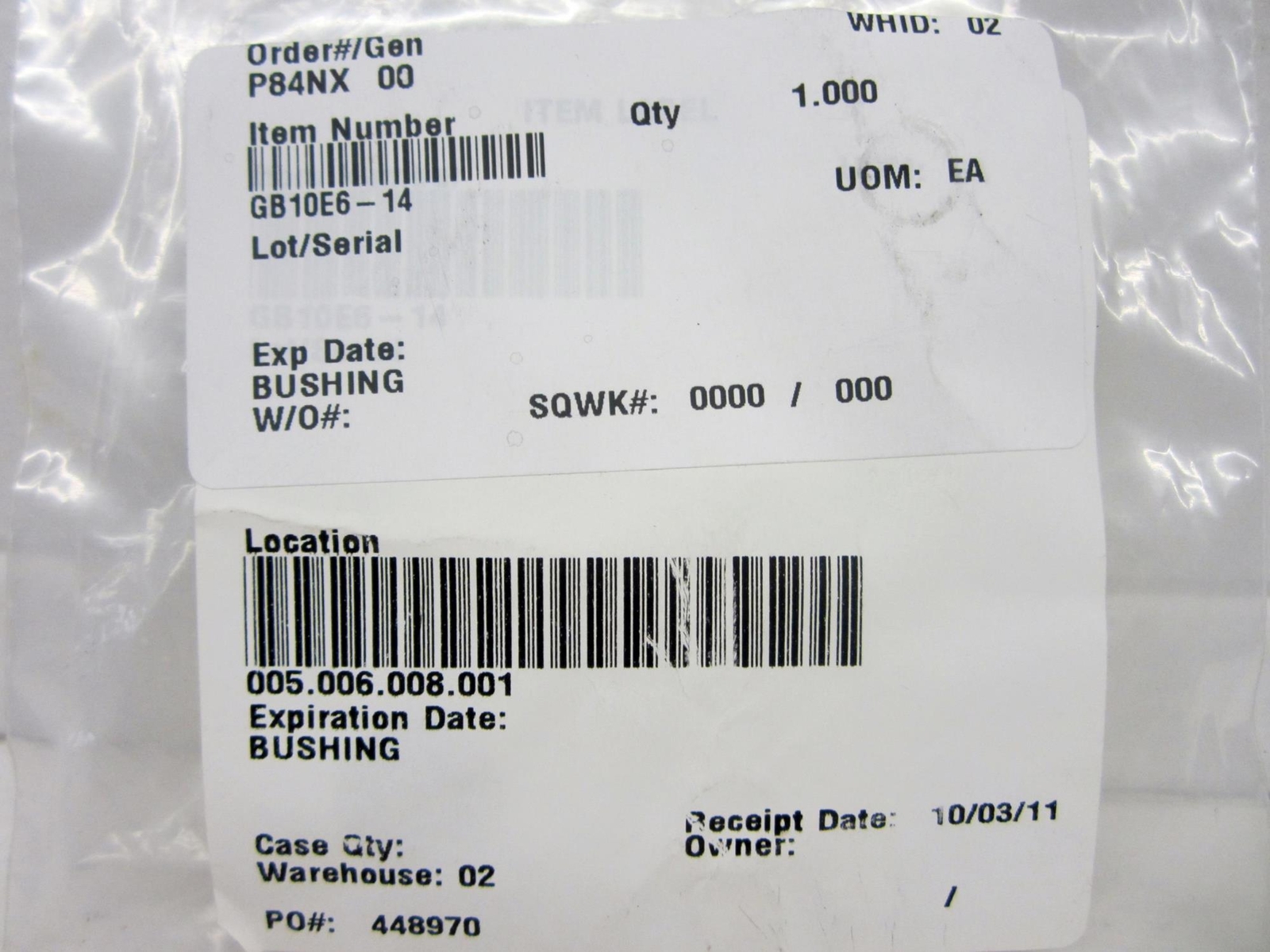 GB10E6-14 BUSHING, AIRCRAFT AIRPLANE AVIATION AVIONICS REPLACEMENT PART