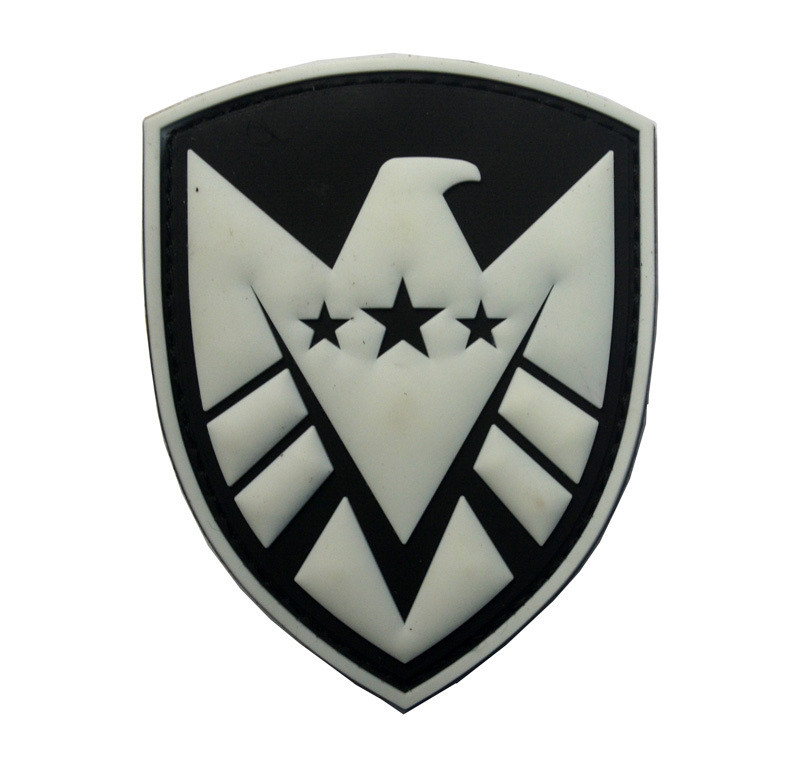 3PCS 3D PVC S.H.I.E.L.D. BADGE U.S. SHIELD GLOW IN DARK RUBBER HOOK LOOP PATCH