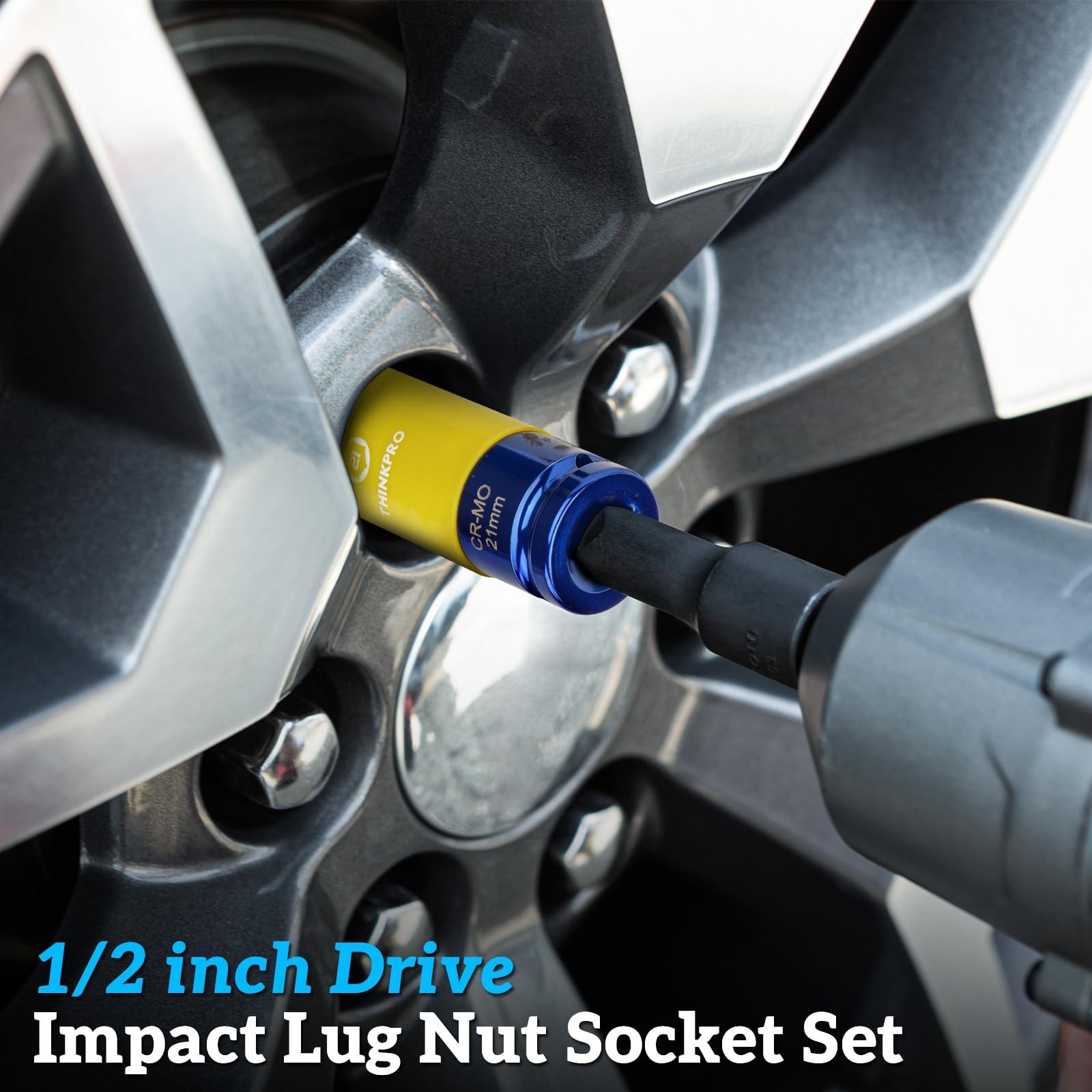 Impact Lug Nut Socket-8 Pieces Thin Wall Impact Sockets,Non-Marring Impact So...