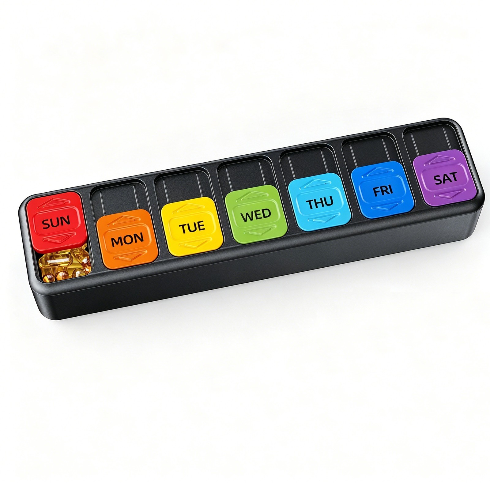 Arthritis-Friendly Sliding Pillbox — Easily Opened with One Hand by Seniors