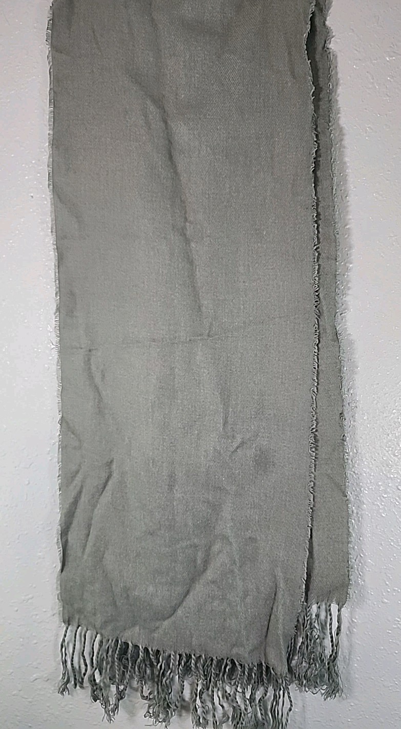 Soft Fringe Scarf Gray Color Scarf